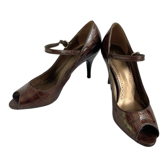 Predictions Brown Croco Leatherette Strap Heels Women’s Sandals Size 8.5 NWOB - Picture 6 of 10